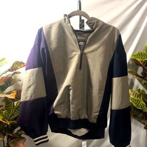 Tan and purple and blue Cutter and black jacket